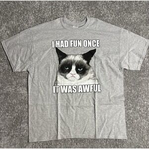 Grumpy Cat T Shirt sz XL I had Fun Once..IT was Awful Gray NWOT